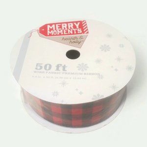 Christmas/Holiday Merry Moments Wire Edge Ribbon 2.5"X50ft Red/ Black/ Checkered